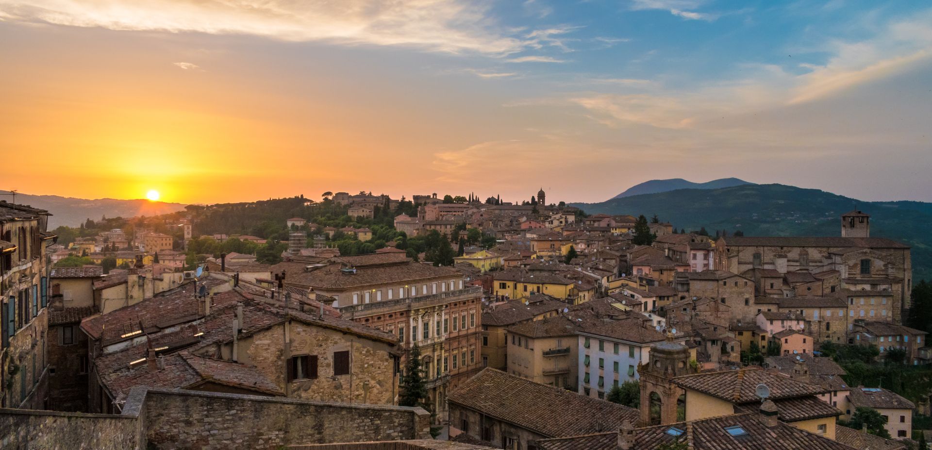 Perugia at sunset, Umbria