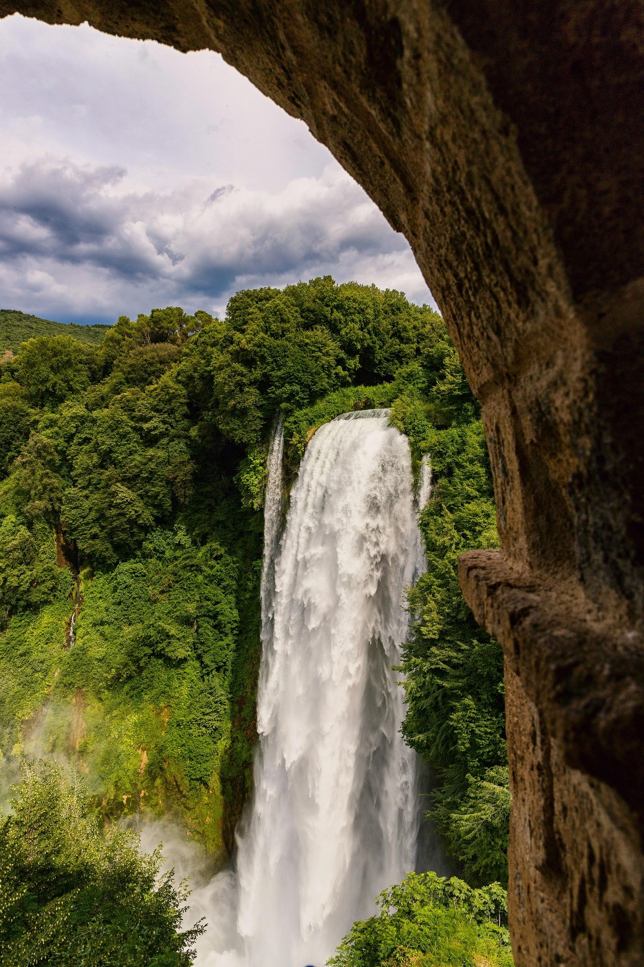 Marmore Falls surrounded by woodland in Umbria