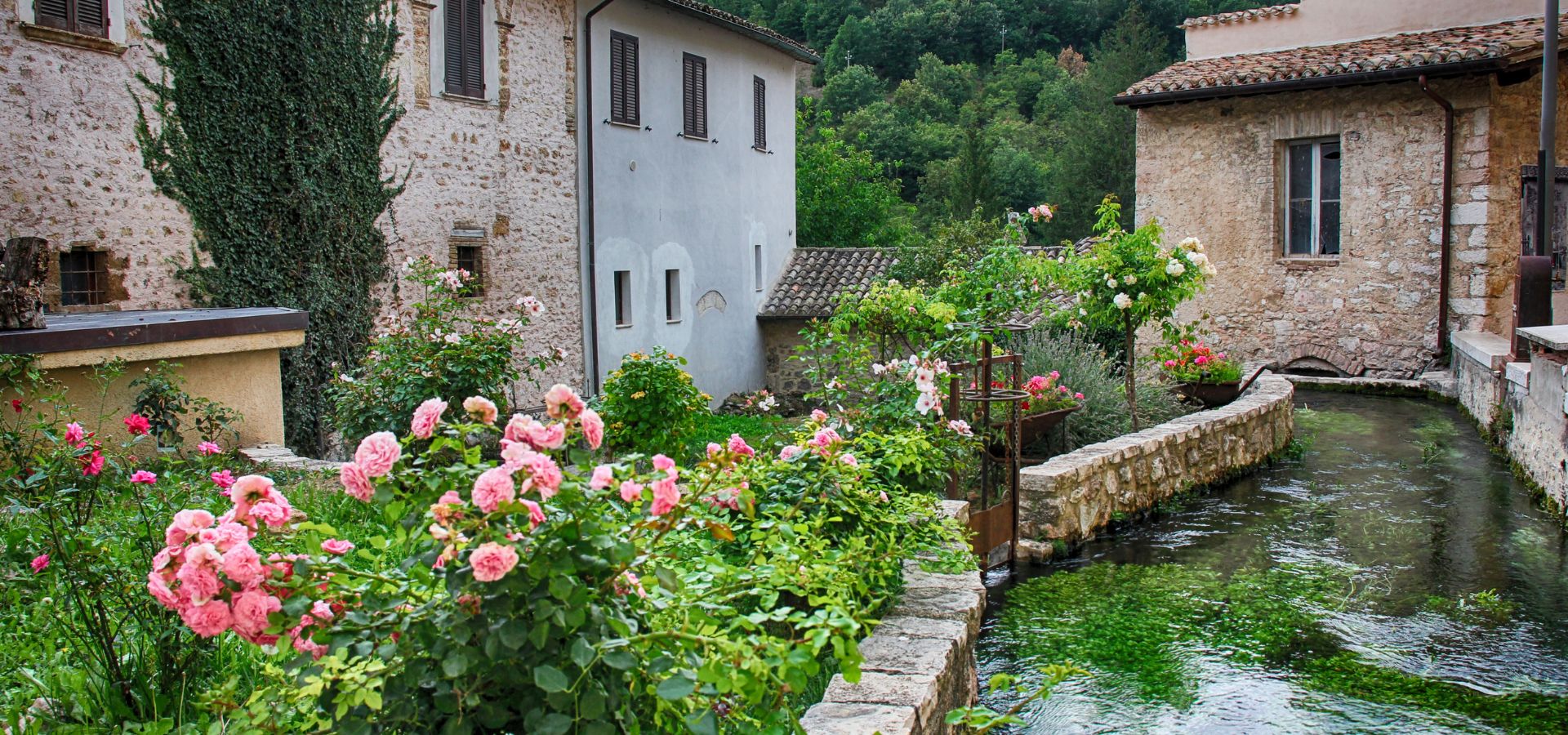 Streams and stone houses in Rasiglia, Umbria