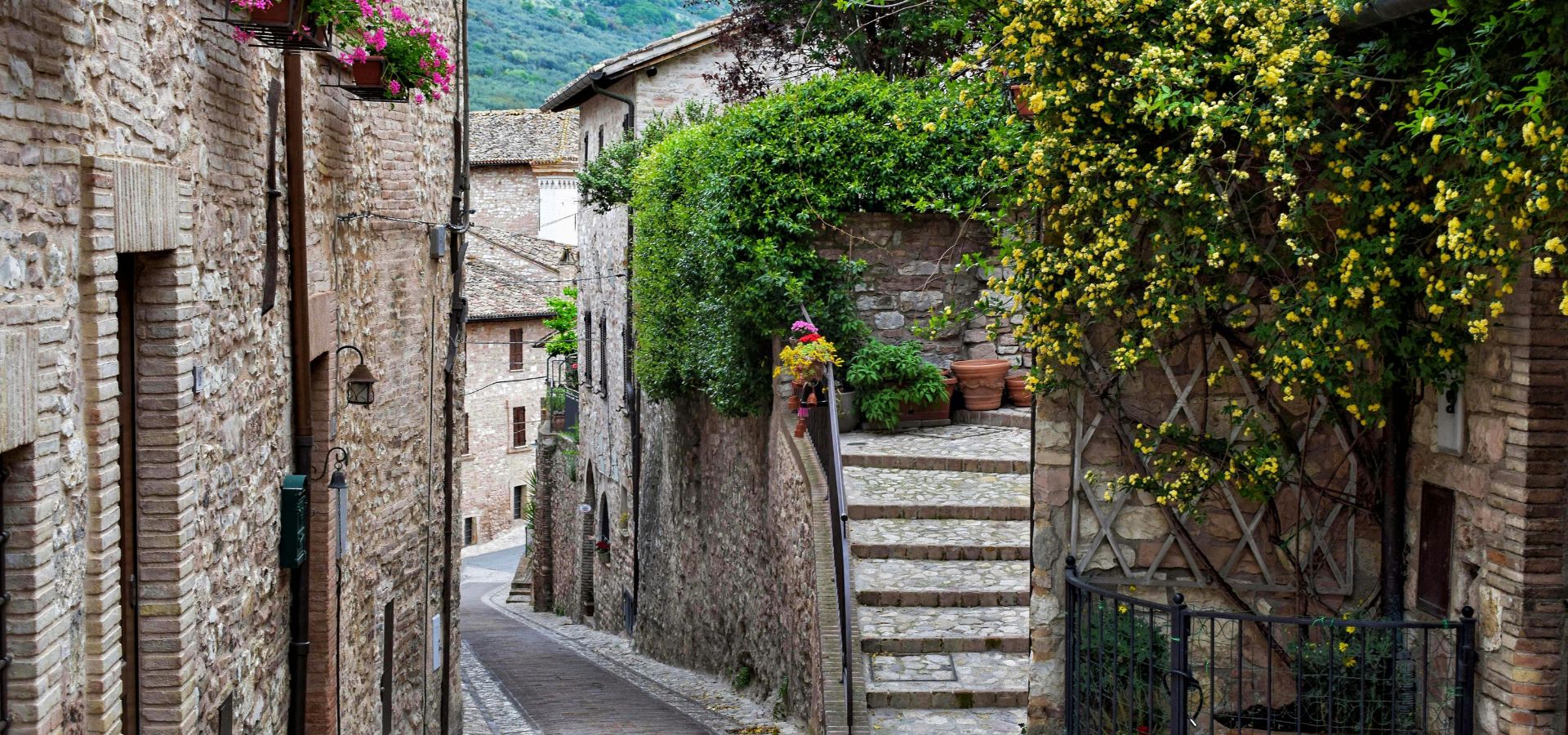 Historic stone lanes in Spello, Umbria