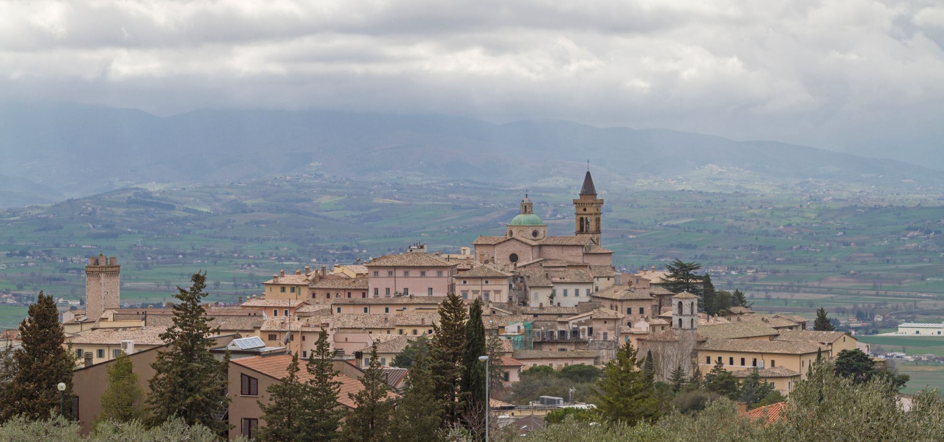 Trevi and the olive-covered Umbrian landscape