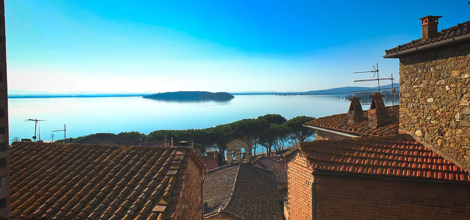 Lake Trasimeno viewed from Castiglione del Lago