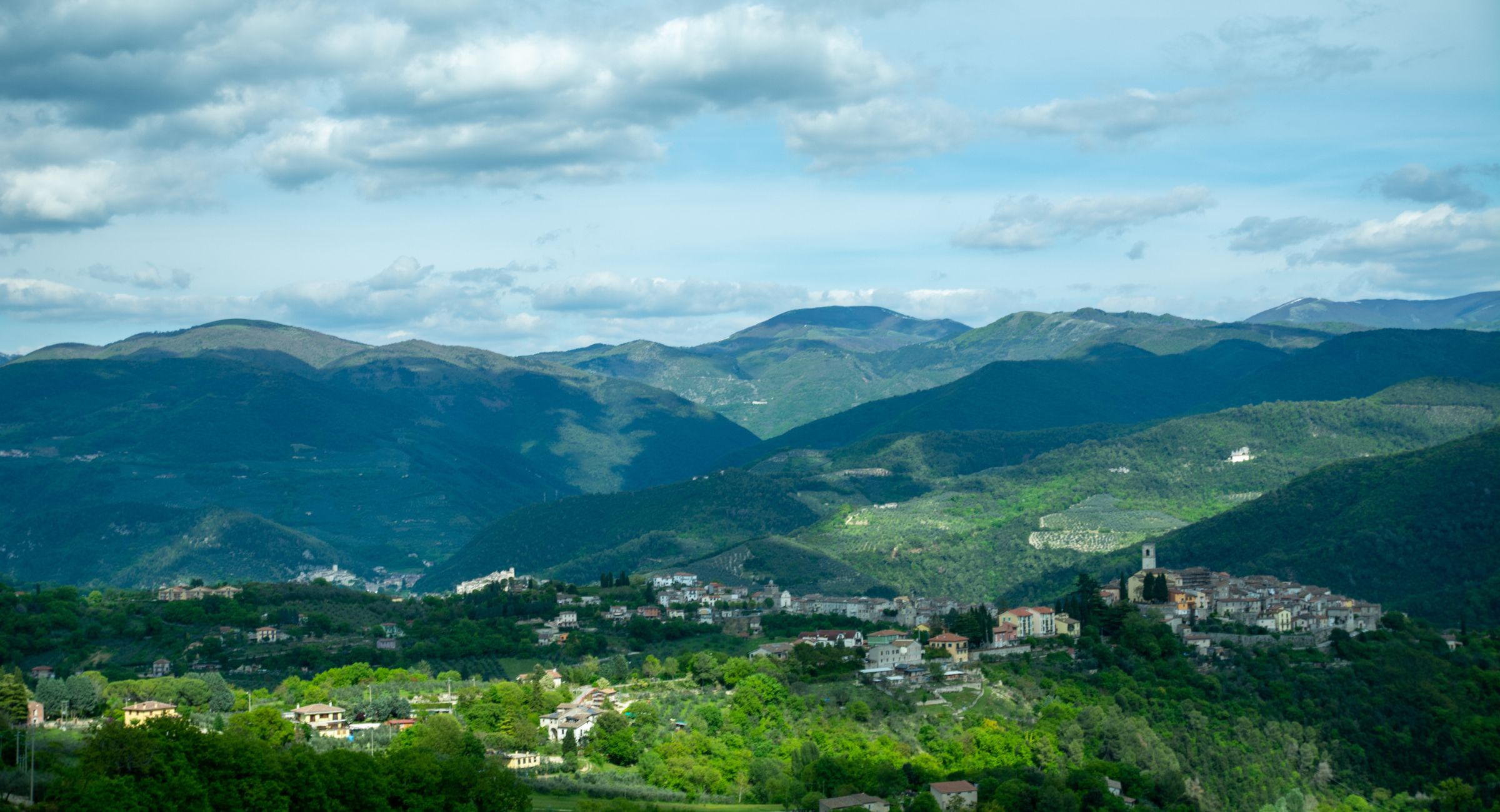 Green mountain landscape in the Valnerina area of Umbria